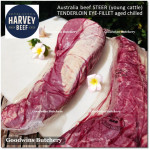 Beef Eye Fillet Mignon Has Dalam Tenderloin AGED BY GOODWINS 3-4 weeks STEER (young cattle) Australia HARVEY frozen 1/3 WELLINGTON cuts (price/pc 1kg)